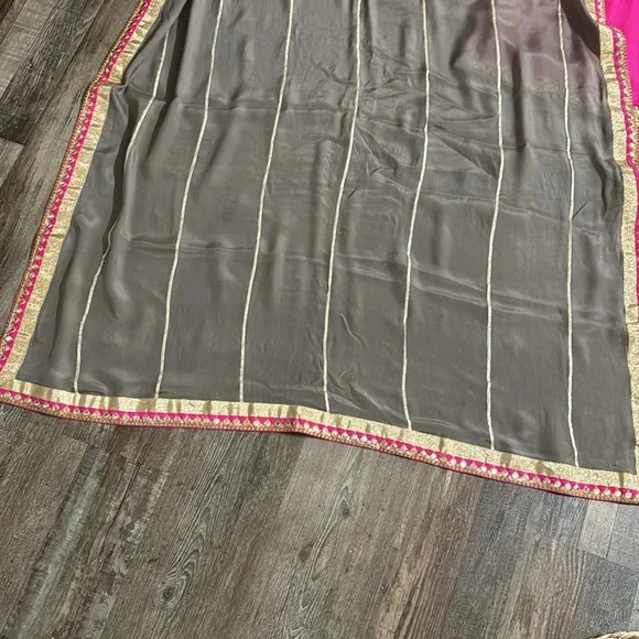 Pink Grey Gold Salwar Shalwar Kameez - Picture 2 of 8